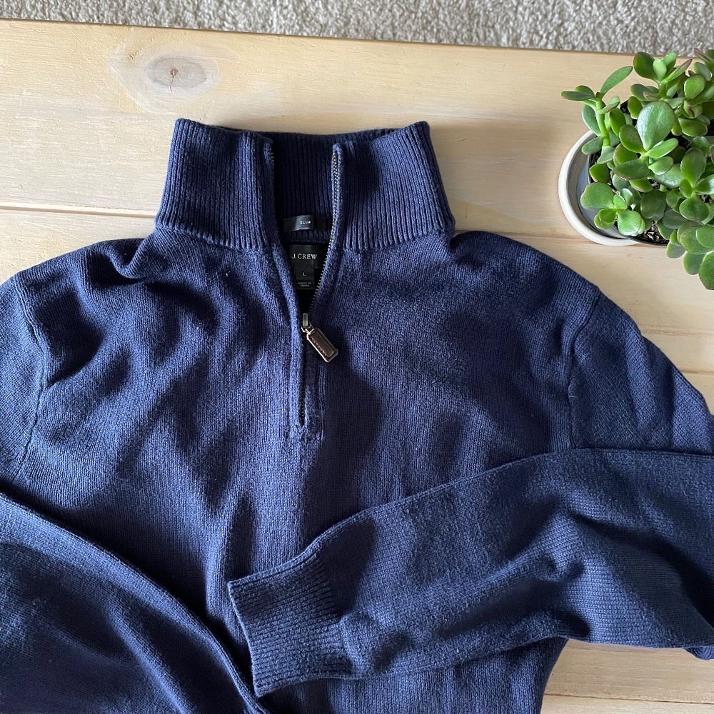 Navy JCrew 1/4 zip sweater